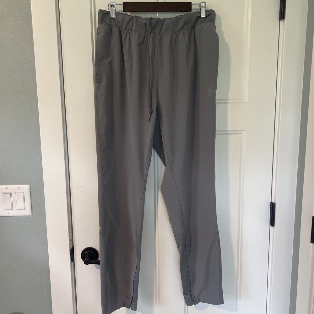 Adidas Athletic Pants Mens XL Grey Athletic Zip Ankle Running